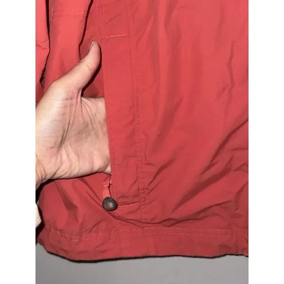 Vintage LL Bean Rain Jacket Hood Coral Orange Weather Channel Nylon Women Medium - Picture 5 of 16
